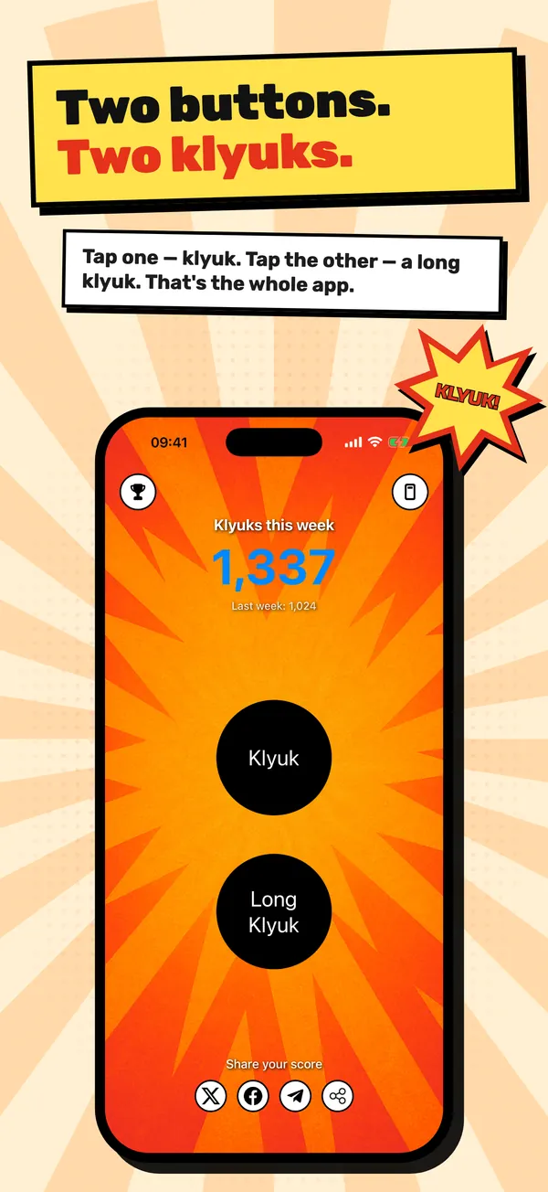 Two buttons, two klyuks