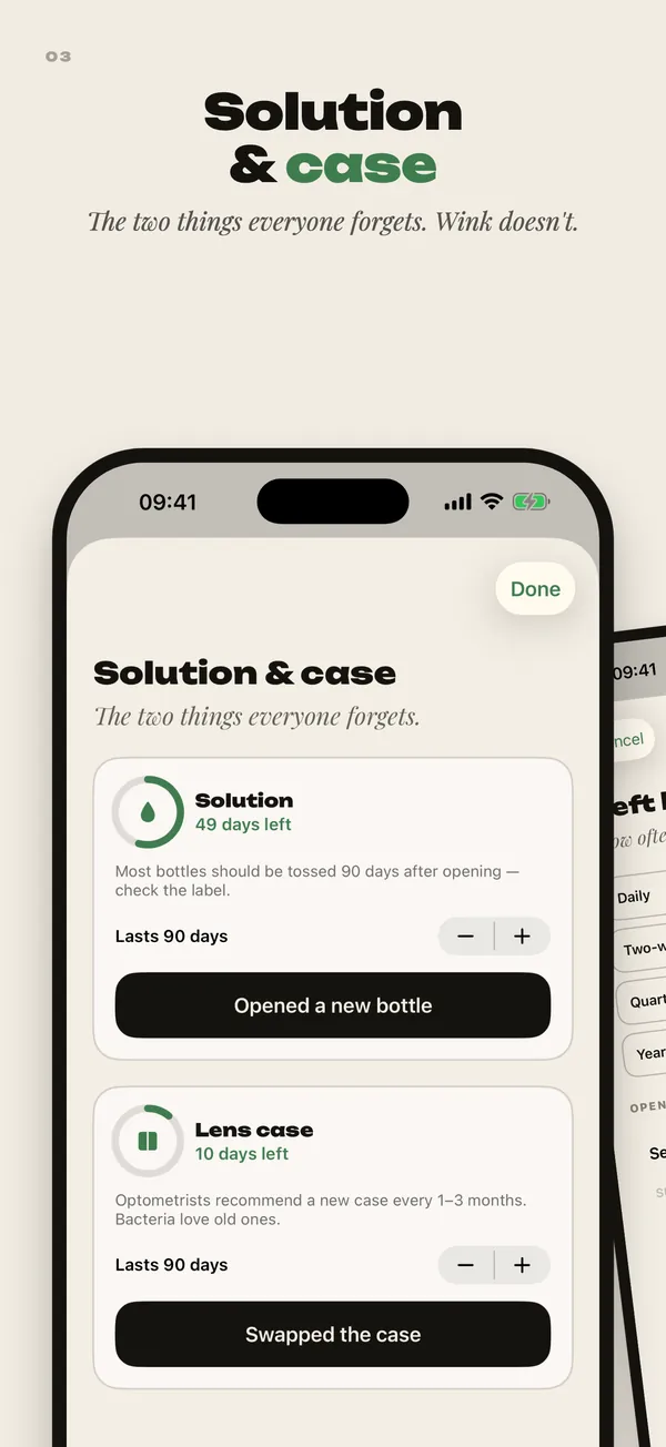 Solution and lens case