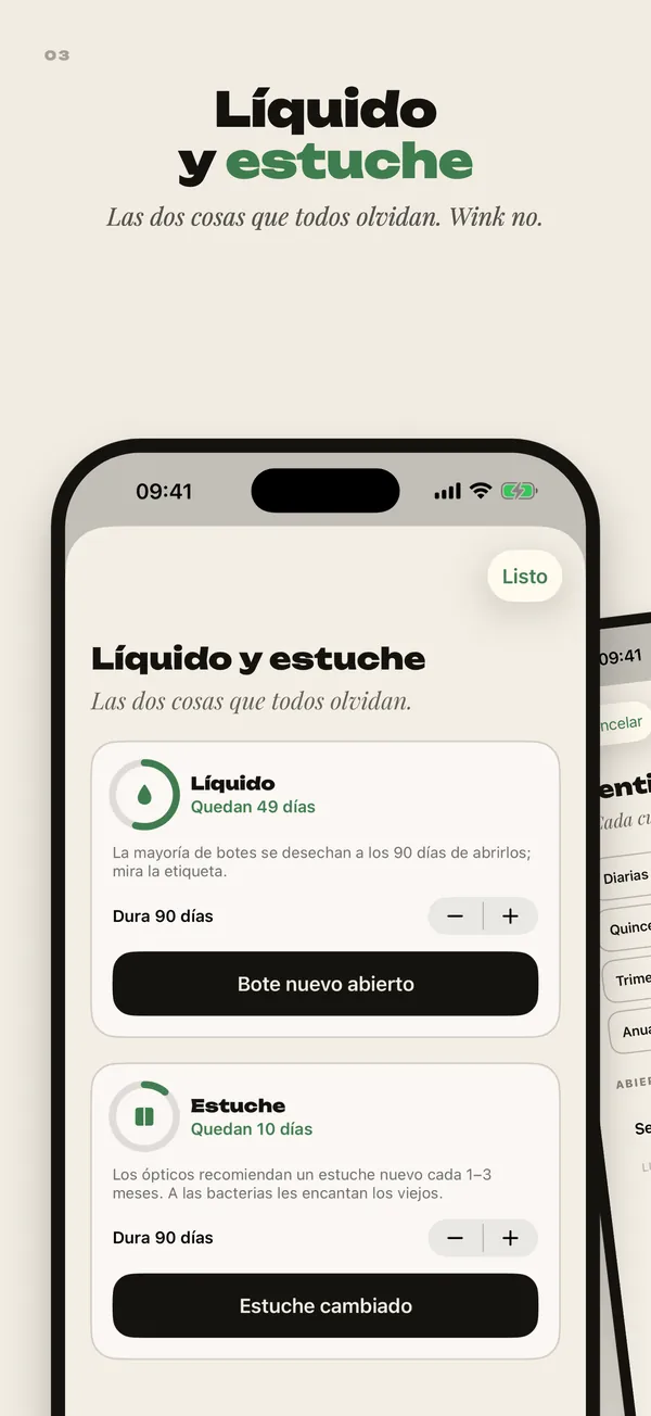 Líquido y estuche